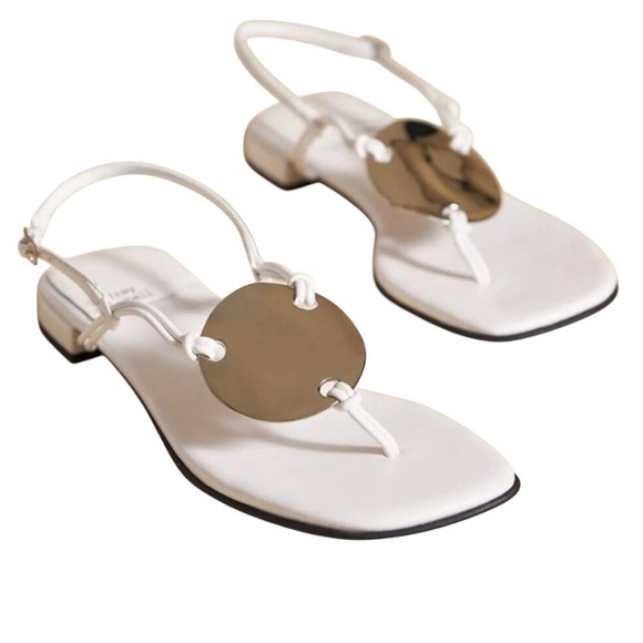 NIB Jeffrey Campbell Chance White Slingback Thong Sandals 7.5 - Picture 1 of 9